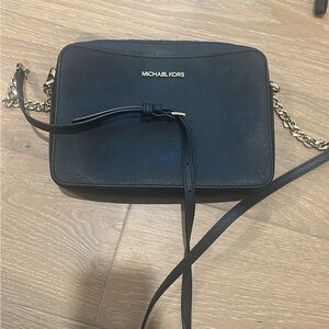 Michael Kors Navy Crossbody Bag with Gold Chain